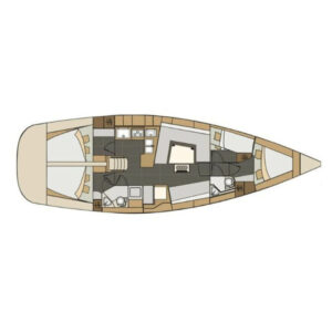 Przykładowy layout jachtu jednokadłubowego